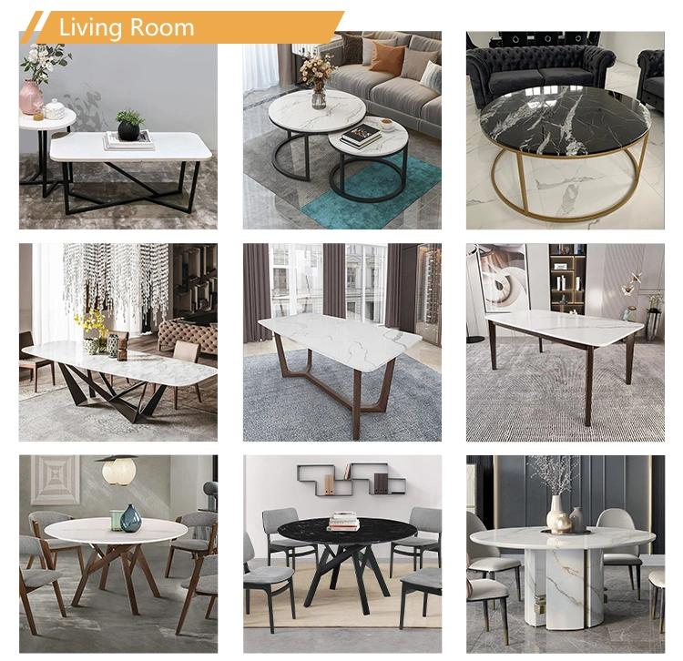 Luxury Modern Furniture Original Italy Style White Calacatta Quartz Stone Top Dining Tables Factory Sale
