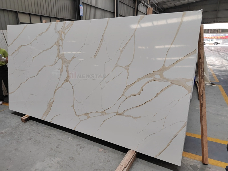 Wholesale Largest Size Custom Artificial Marble Reception Desk Calacatta Gold Marble Quartz Countertops for Kitchens Luxury