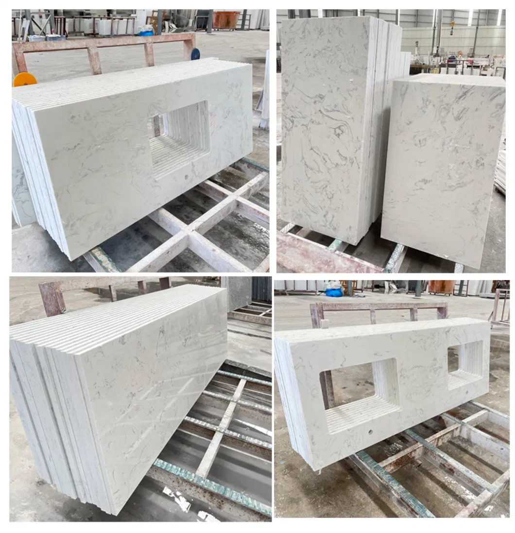 China Floor Tiles Quartz Stone Kitchen Tiles Carrara Grey Countertop Quartz Design