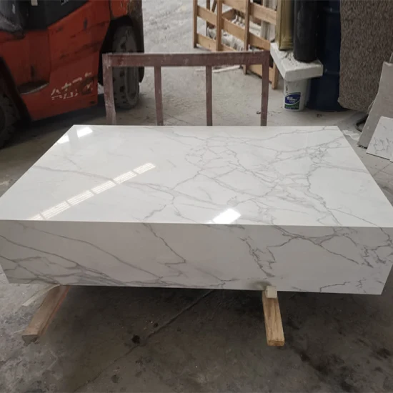 Artificial Stone Table Top White Solid Surface Plinth Calacatta Quartz Coffee Table